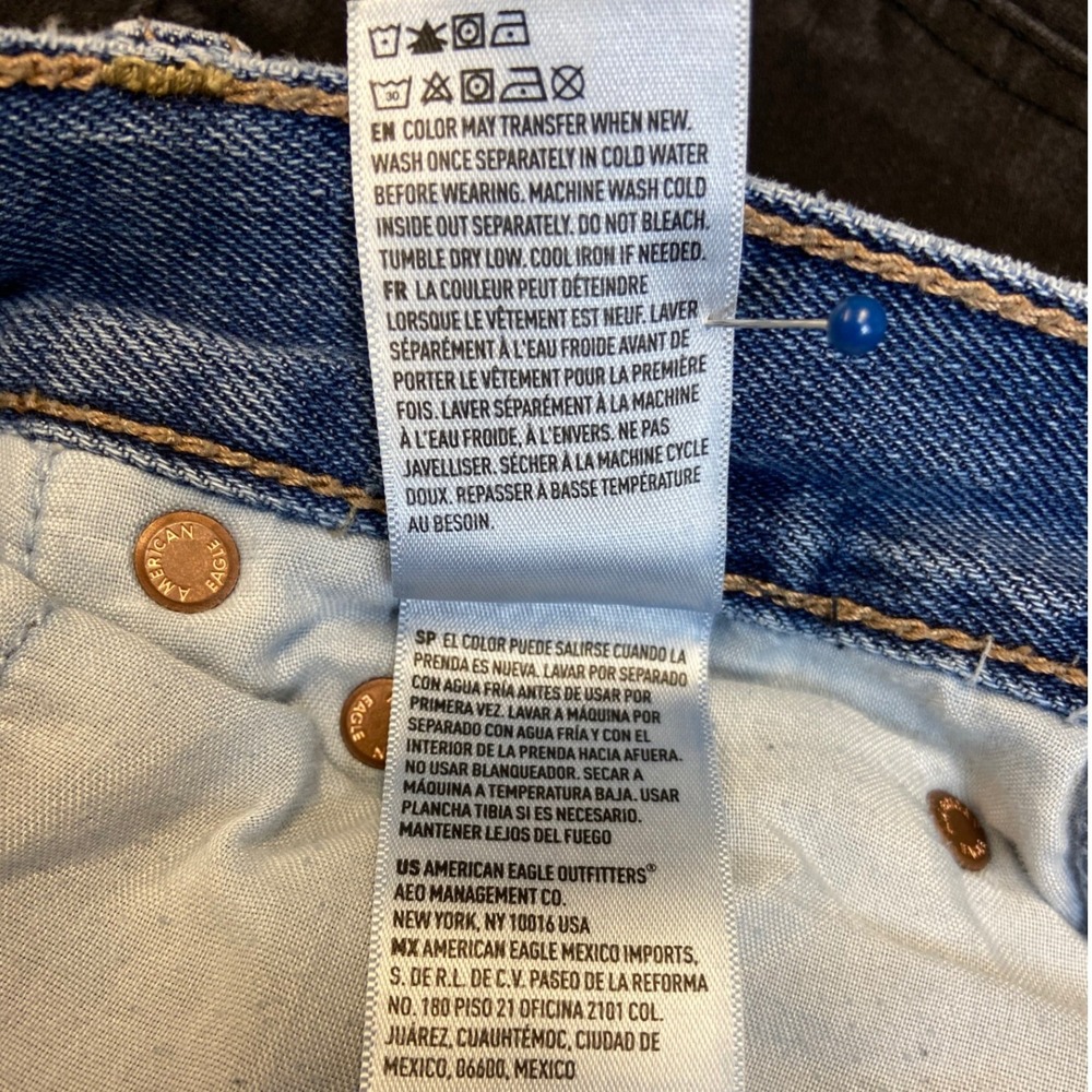 American Eagle Skater Jean Womens 0 Short High Rise Wide Leg Medium Wash Denim‎ - Picture 7 of 12